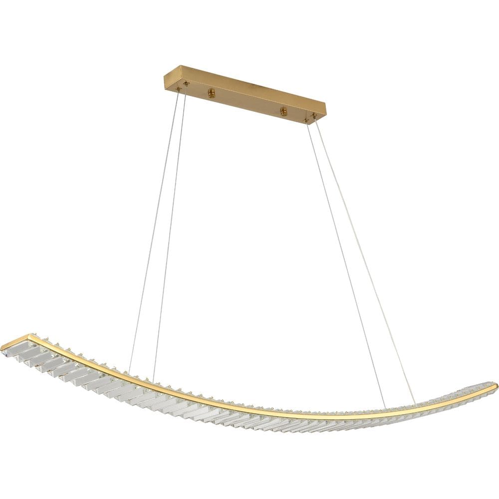 Pendente Baco Dourado Linear Com Cristai Translucidos