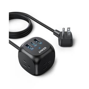 Faixa de alimentação Anker 20W USB C 321 com 3 tomadas e USB C preta