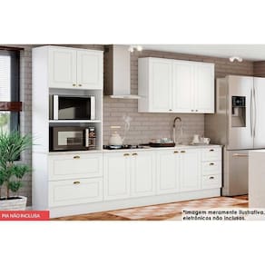 Kit Cozinha Modulada 5 Peças Americana Peças (1Aéreo+2Balcões+1Paneleiro+1Complemento) C5P30 Branco - Henn