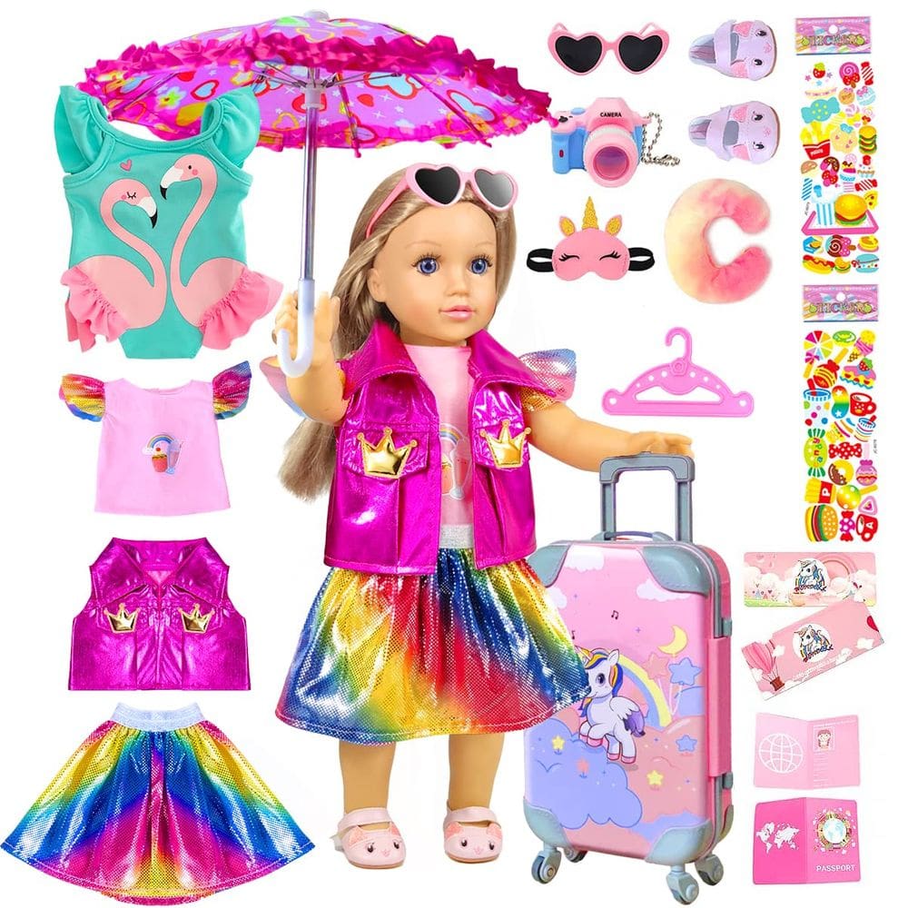 Conjunto de brinquedos Doll Travel Suitcase WONDOLL para boneca de 18 polegadas