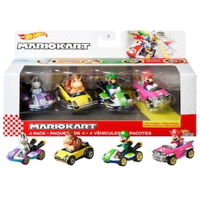 Veículo Toy Hot Wheels Mario Kart, pacote com 4 unidades com 1 modelo exclusivo