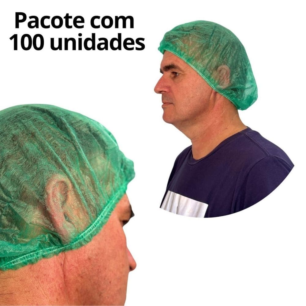 300 Touca Descartavel Sanfonada Verde Marca Aradesc