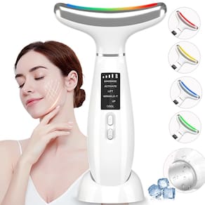Massageador facial MASIKETEC Neck Face Beauty Device com LED de 4 cores