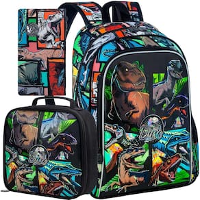 Conjunto de mochilas WZLVO Dinosaur resistente à água para meninos, 3 unidades