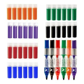 Combo 6 Pinceis Para Quadro Branco Recarregável + 36 Cargas