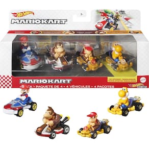 Toy Hot Wheels HW Mario Kart DIE-CAST, pacote com 4 #1 para crianças