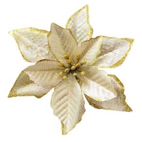 Enfeites de árvore de Natal KEPATO Glitter Poinsettia (ouro)