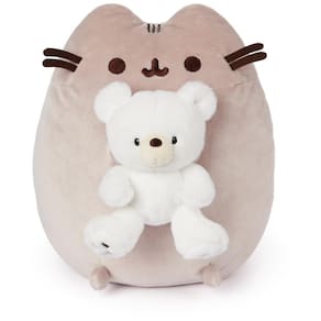 Brinquedo de pelúcia GUND Pusheen com urso Kai para crianças a partir de 8 anos, cinza