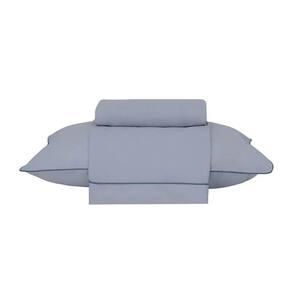 Jogo De Cama Solteiro 180 Fios Algodão Buddemeyer Azul