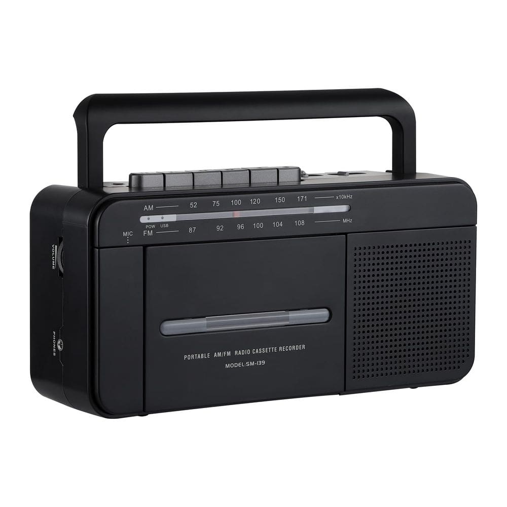 Gravador de toca-fitas cassete, rádio FM AM, conversor de MP3