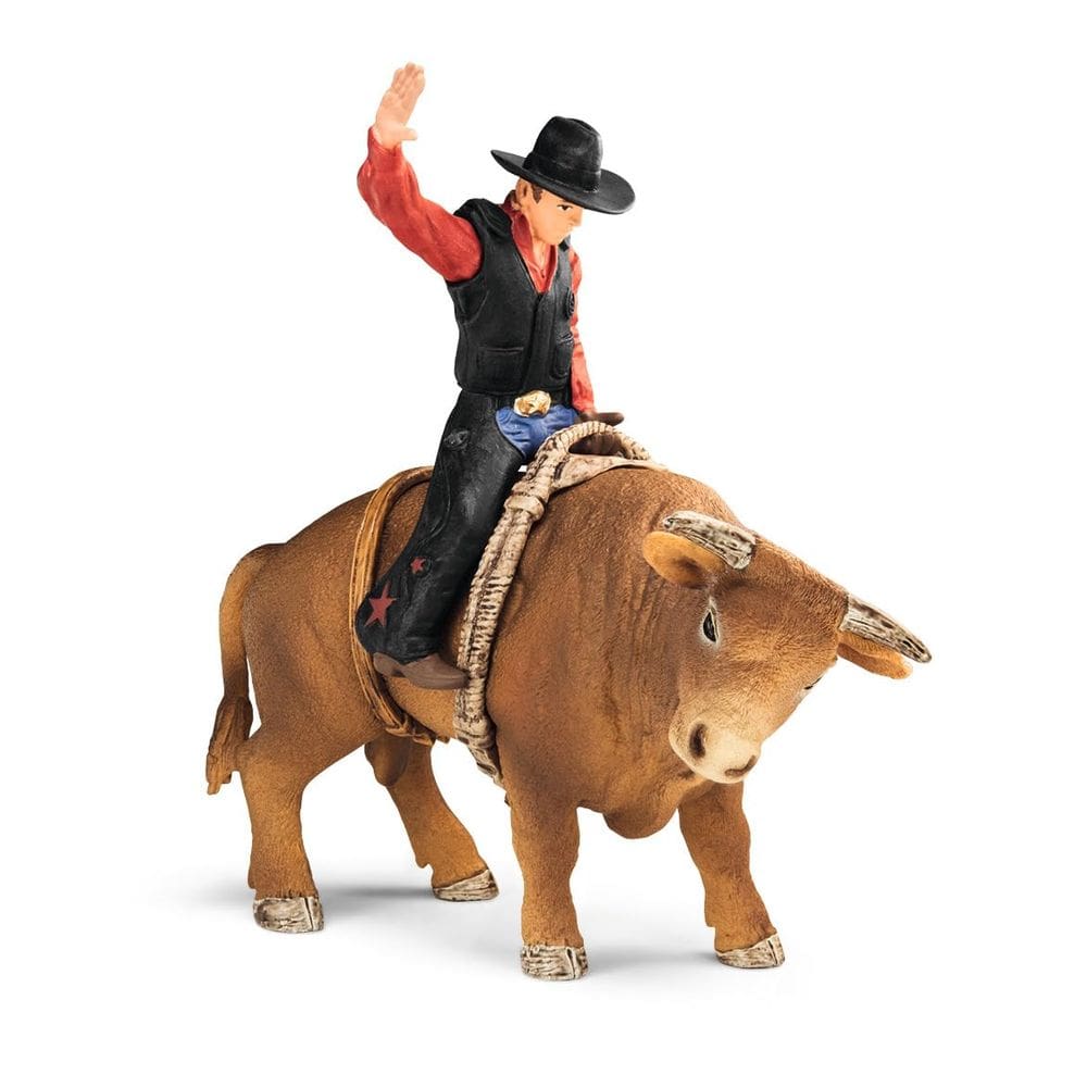 Conjunto de brinquedos Schleich Farm World Cowboy Bull Riding 4 peças de mais de 3 anos