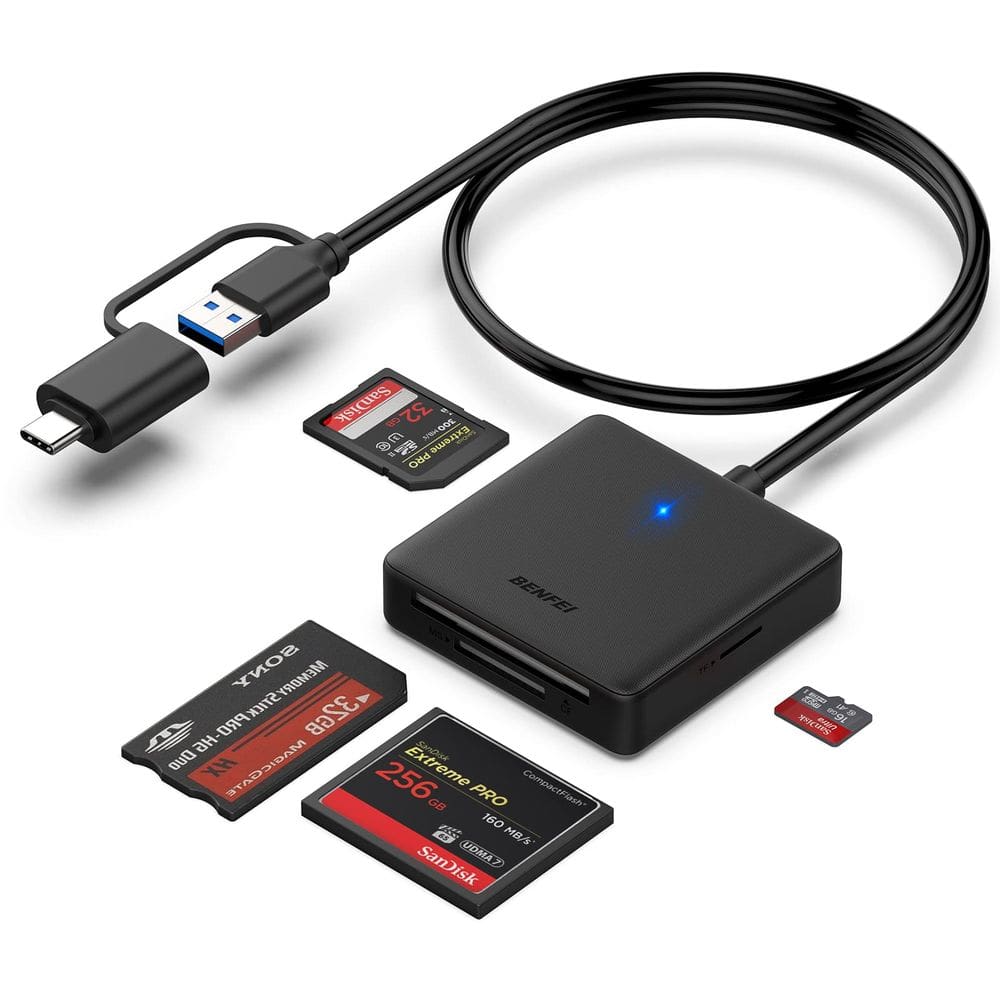 Leitor de cartões de memória BENFEI 4 em 1 USB USB-C para SD Micro SD MS CF
