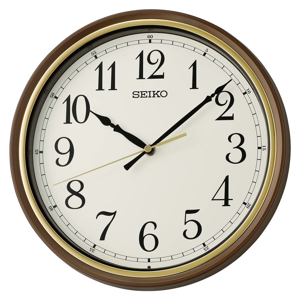Relógio de parede Seiko Oita marrom metálico 28 cm com movimento de quartzo
