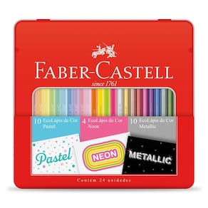 Kit Lápis De Cor Pastel + Neon + Metálico Faber-Castell