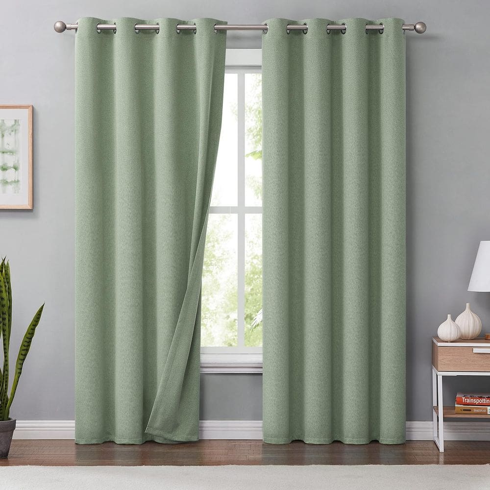 Cortinas Melodieux Green Linen Blackout 213 cm para quarto