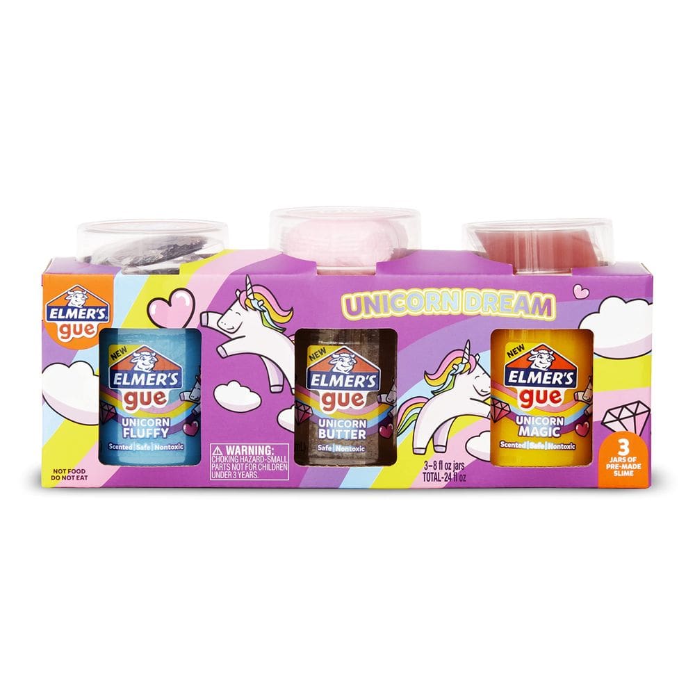 Kit Slime Elmer`s Gue pré-fabricado Unicorn Dream, 3 unidades