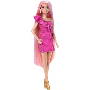 Boneca Barbie, cabelo divertido e chique com cabelo loiro extra longo