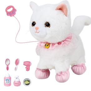 Brinquedo de pelúcia eletrônico interativo Walking Barking Robot Cat