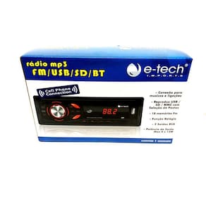 Radio Automotivo Mp3 Fm Usb Sd Bt Com Bluetooth E-Tech Light