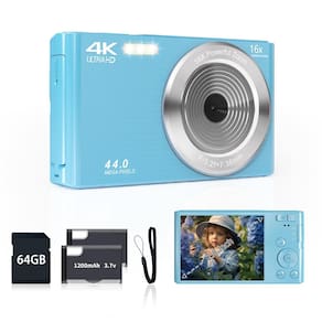 Câmera digital SMARTKLIK FHD 4K 44MP com cartão SD de 64GB com zoom 16X