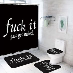 Conjunto de cortinas de chuveiro ArtSocket Funny Get Naked com tapetes 180x180cm