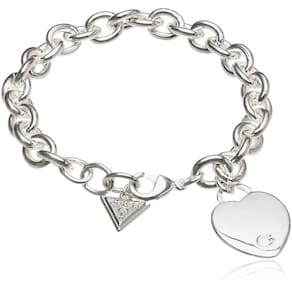 Pulseira GUESS Basic Silver G Logo Heart Link 7,5"