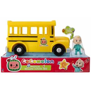 Ônibus escolar amarelo musical oficial da Toy CocoMelon com figura de JJ