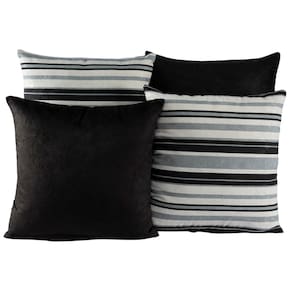 Kit 4 Almofadas Decorativas Para Sofá Estampa Preto Listrado