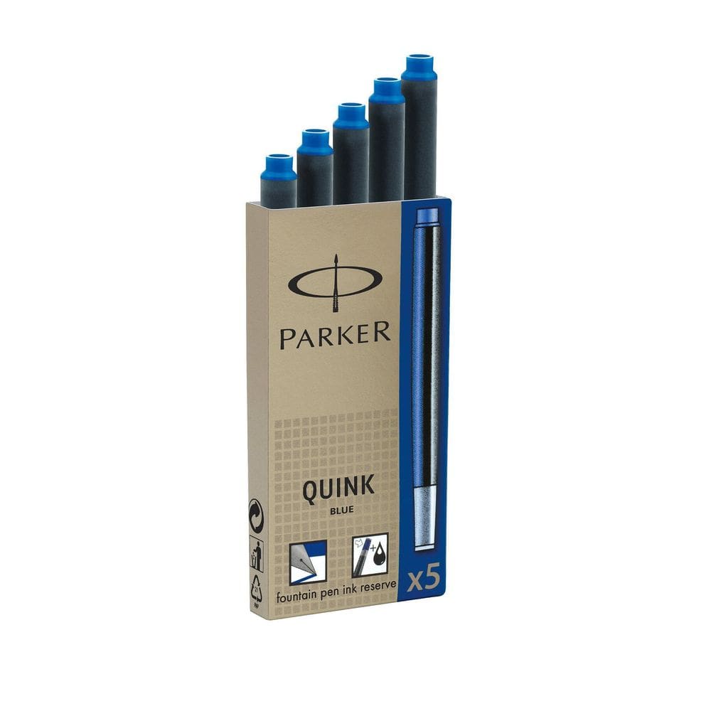 Cartucho De Tinta Parker Azul Real Lavável Com 5 Unidades