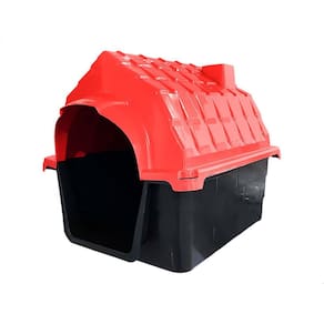 Casinha de Cachorro Plástico Chaminé N2 Vermelha 39x39x46 cm