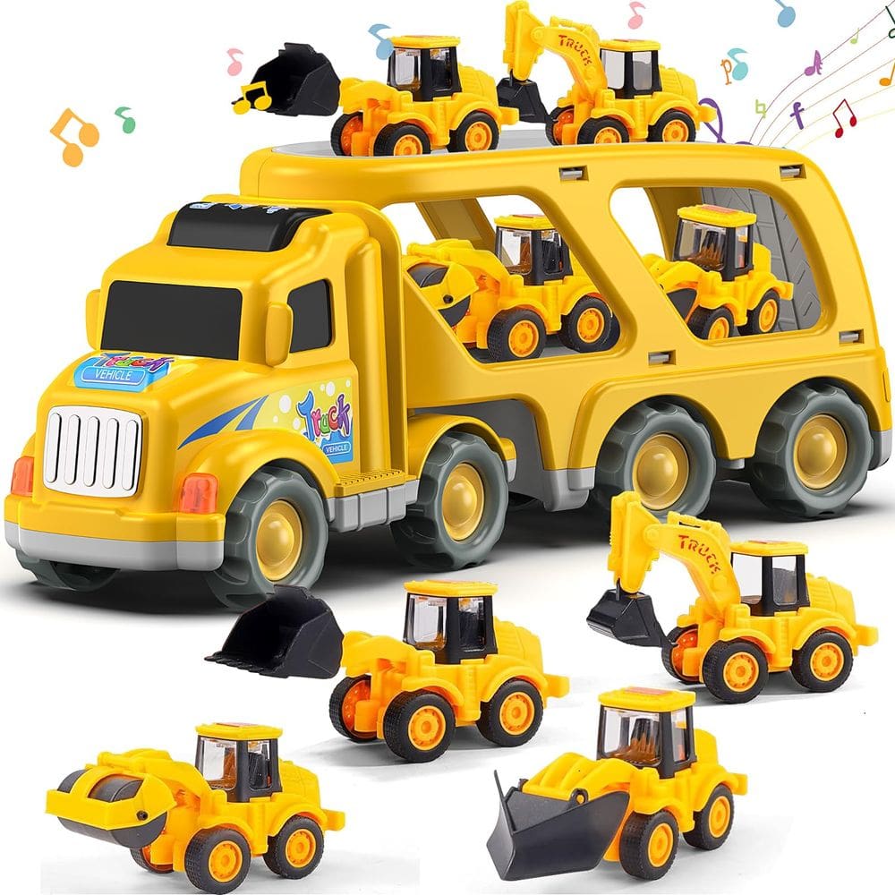 Caminhão de construção Toy Veslier com 6 minicarros de 1 a 6 anos