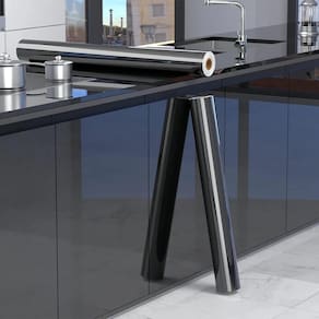 Papel de Parede Vinil Branco/Preto Alto Brilho Adesivo Lavável Revestimento Móveis Parede Bancada