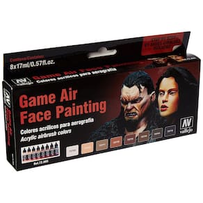 Conjunto de pintura facial Vallejo 17mL Paint com 8 cores + Guia