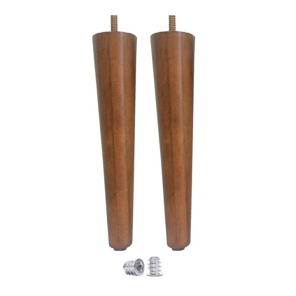 Kit 2 Pé Palito 25Cm Sofá Mesa Marrom Claro + Bucha