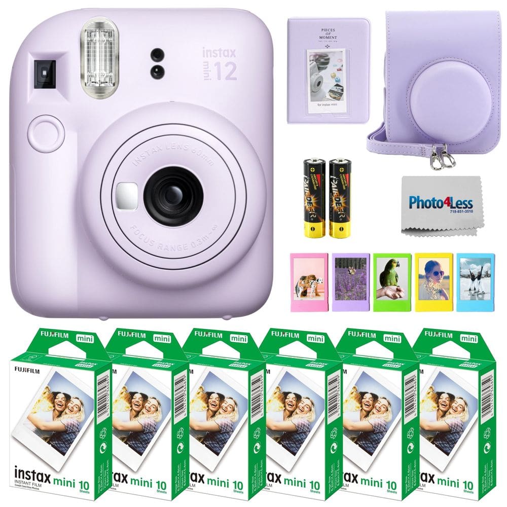 Câmera Fujifilm Instax Mini 12 com filme 60 folhas e acessórios