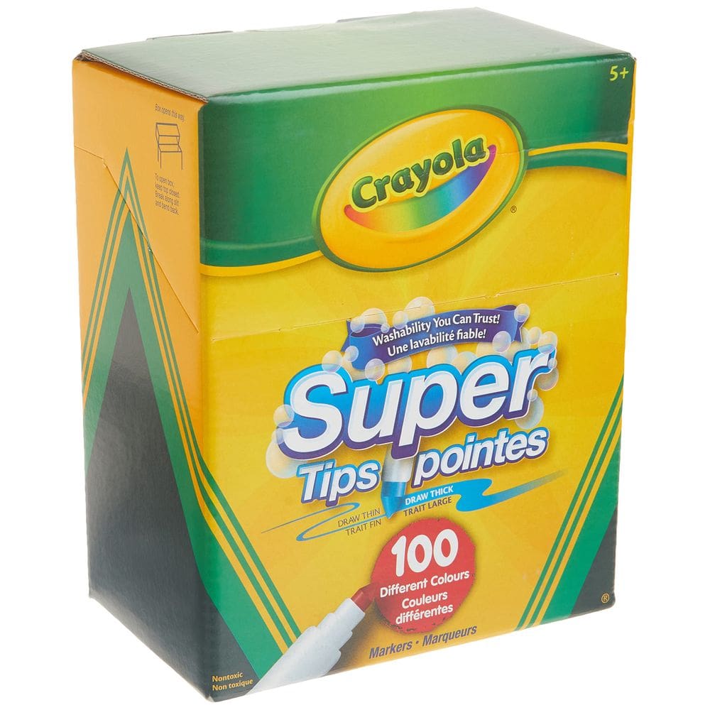 Marcadores Crayola Super Tips, laváveis, 100 unidades