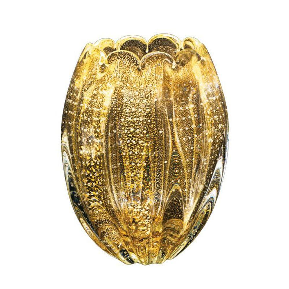 Vaso Em Cristal Murano Com Ouro 24 K São Marcos 16x16x21cm