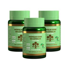 Kit 3 Própolis Verde 80% Wax Green 100 Cápsulas 300Mg