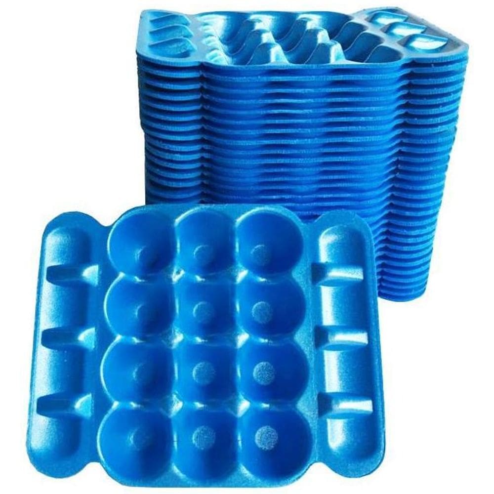 Bandeja de Isopor para 12 Ovos - Azul - 50 Unidades