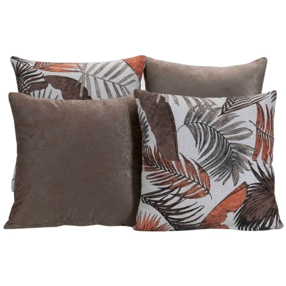 Kit 4 Capas De Almofada Decorativas Para Sofá Estampa Cáqui
