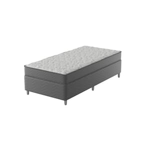 Cama Box Solteiro D28 Of 1,08x198x0,42 Cinza/Branco