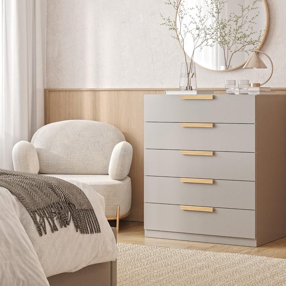 Cômoda 5 Gavetas 80cm Jade CabeCasa MadeiraMadeira Cinza Urbano