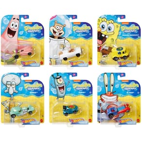 Character Cars Hot Wheels Underwater Spongebob, pacote com 6