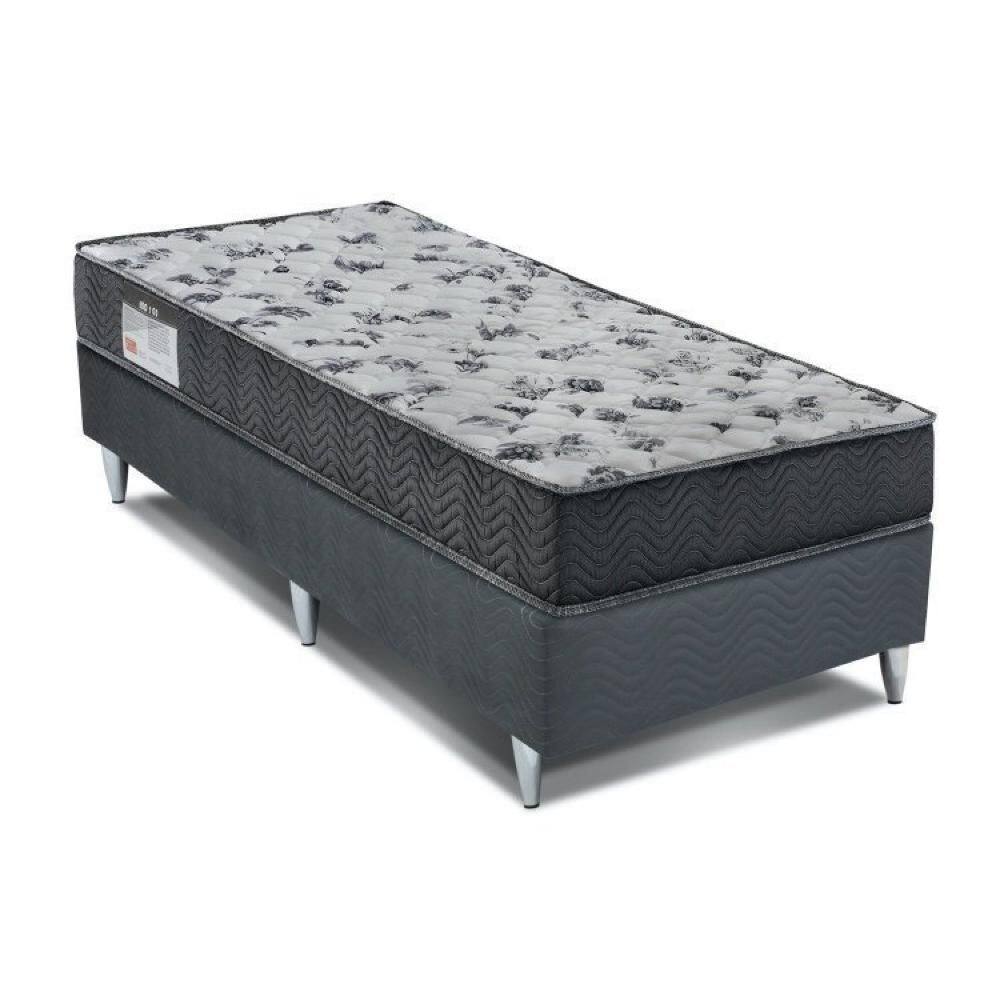 Conjunto Cama Box Colchão Iso D33 Solteiro  Ortobom Grafite/Branco