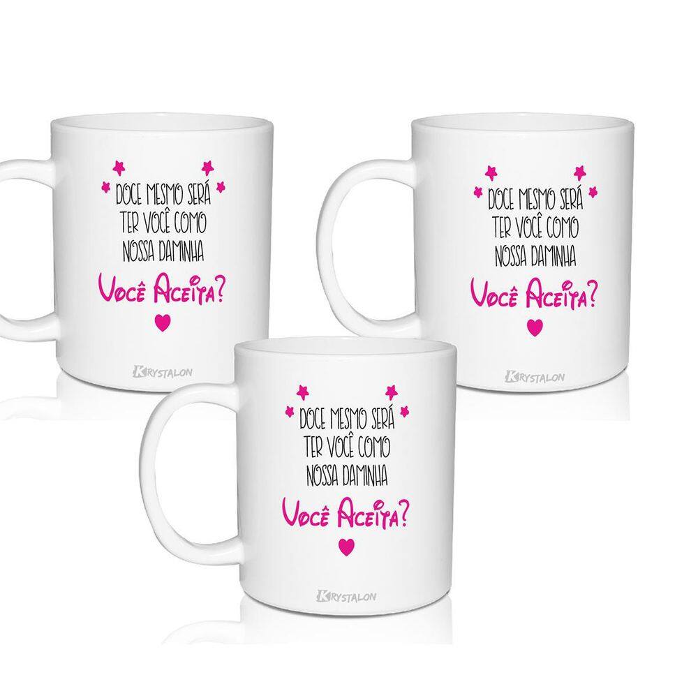 Kit 3 Canecas Lembrancinha Personalizado Daminha