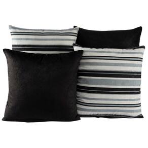 Kit 4 Almofadas Decorativas Para Sofá Estampa Preto Listrado