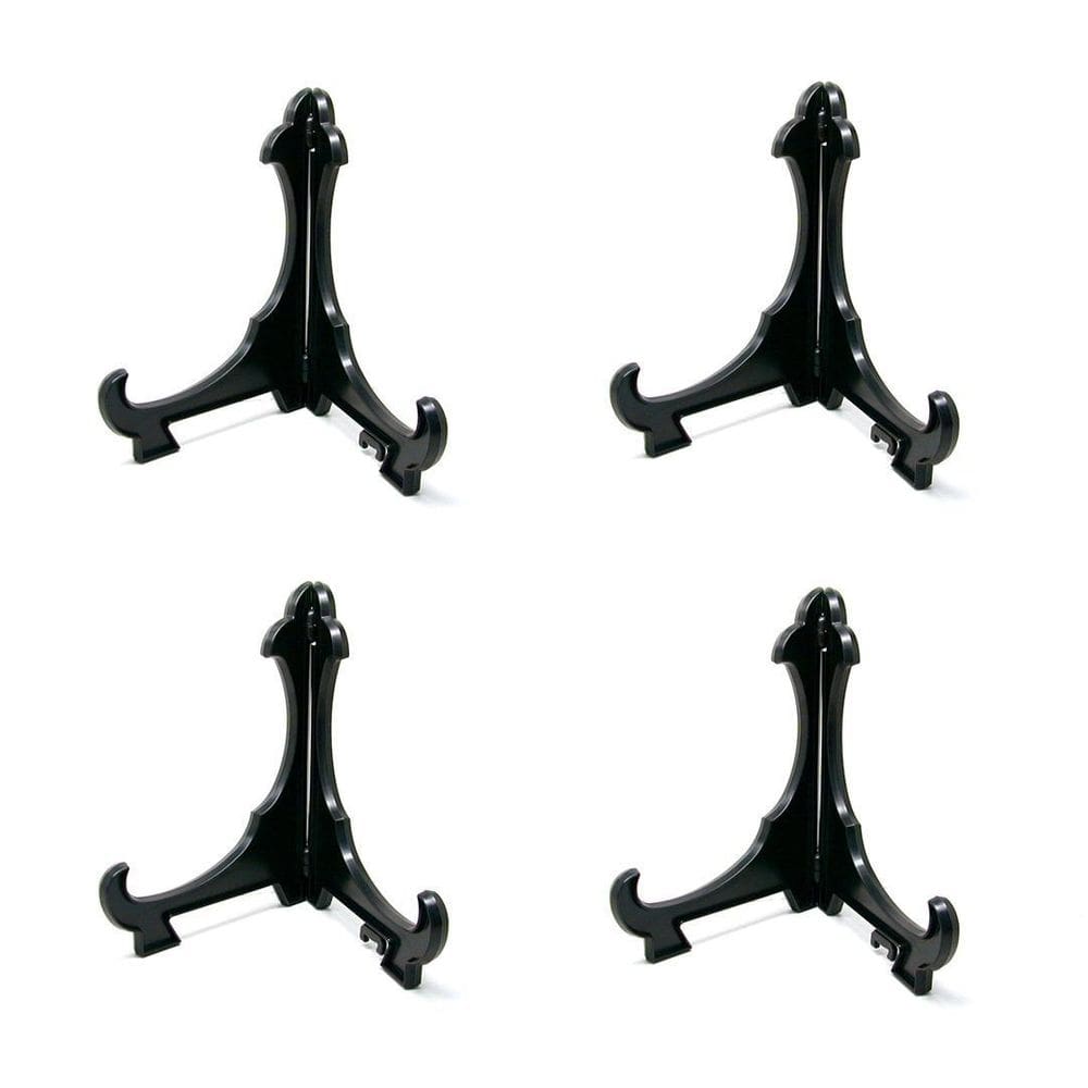Kit 4 Peças Suporte Para Pratos E Azulejos Preto 24Cm