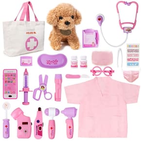 Brinquedo Doctor Kit Meland para meninas com brinquedo para cães e bolsa de transporte