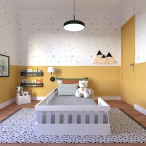 Cama Infantil Montessoriana Solteiro Sol Yescasa Branco/Cinza Cristal