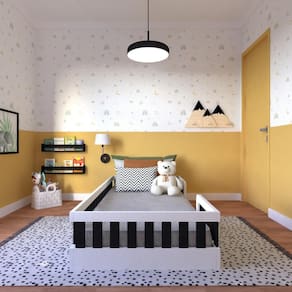 Cama Infantil Montessoriana Solteiro Sol Yescasa Branco/Preto